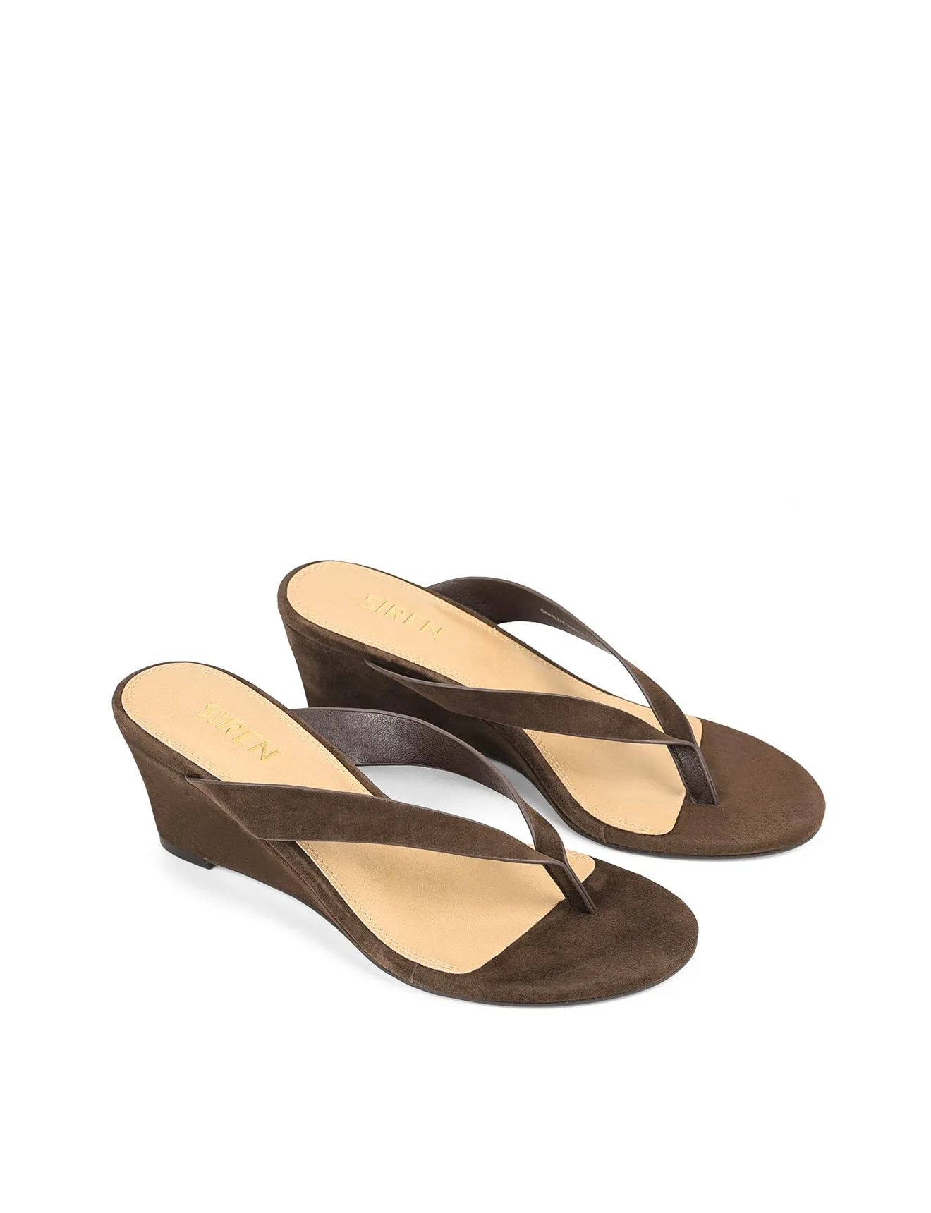 Charlize Thong Wedges - Chocolate Brown Suede High Heels Description