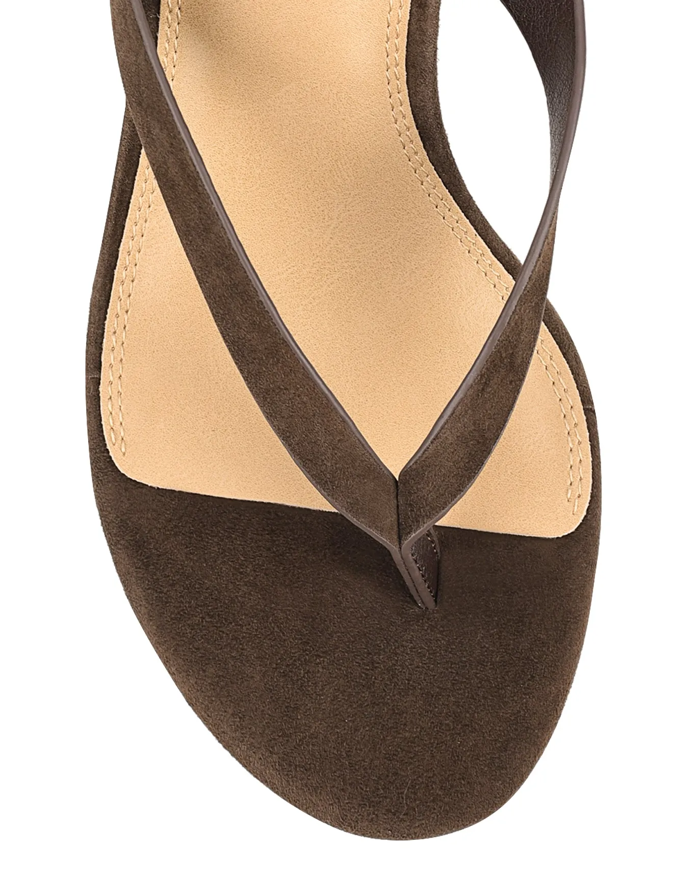 Bbw With High Heels Charlize Thong Wedges - Chocolate Brown Suede