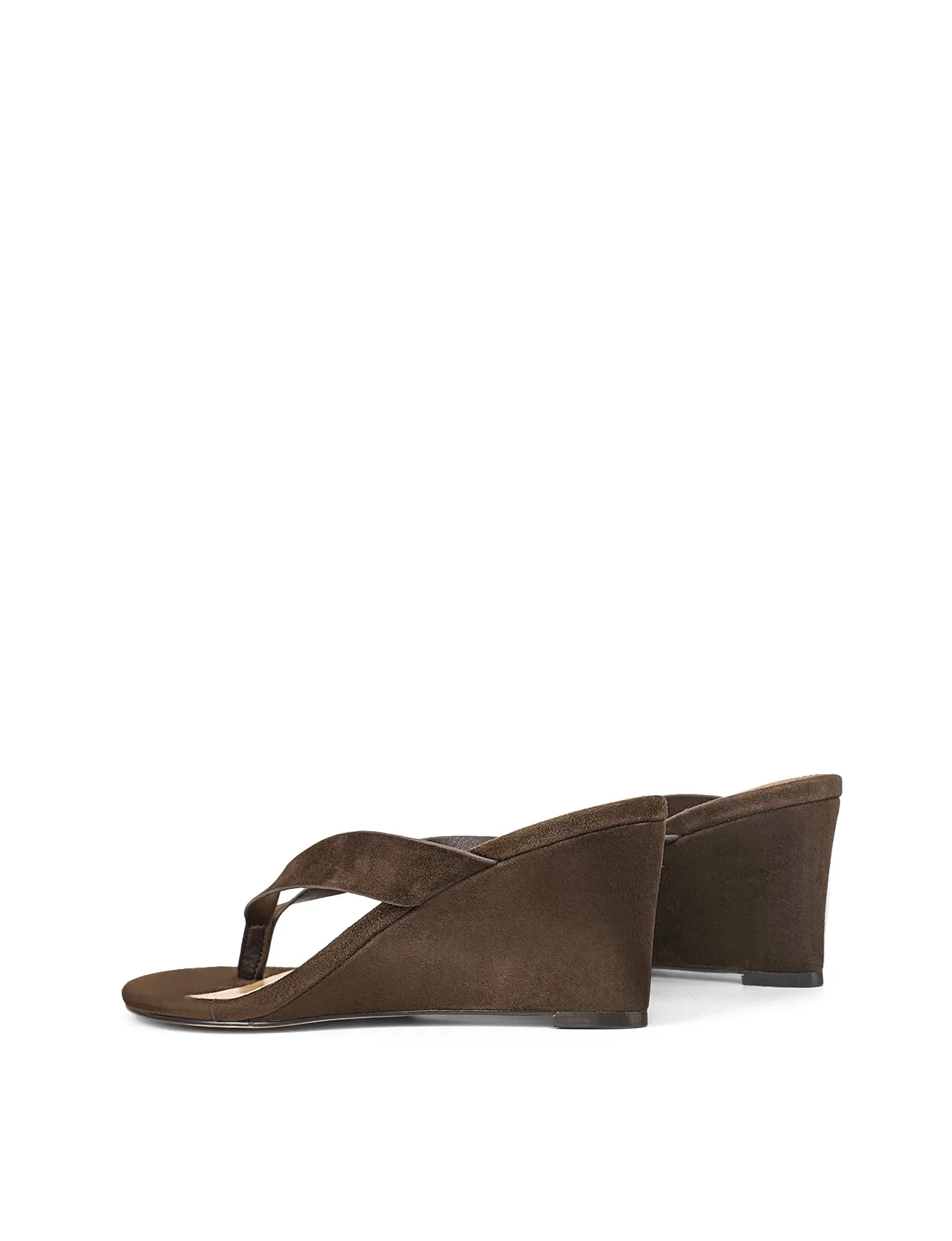 Charlize Thong Wedges - Chocolate Brown Suede Heel Inserts For High Heels