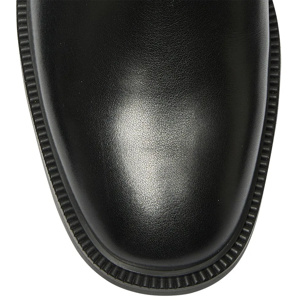 Oxford Boot in Black Leather Double Buckle Chelsea Boots