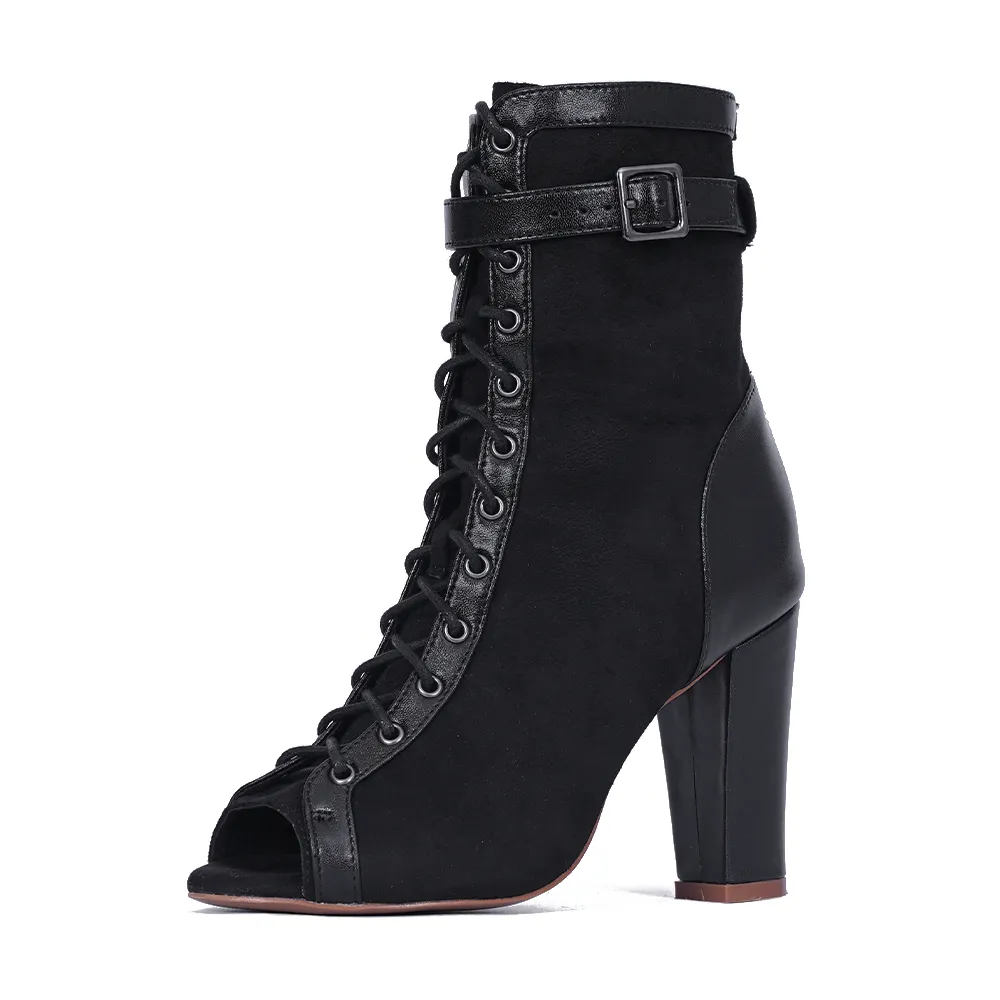 Cut Out Leather Ankle Boots Emily noir - Talon pais - Personnalisable