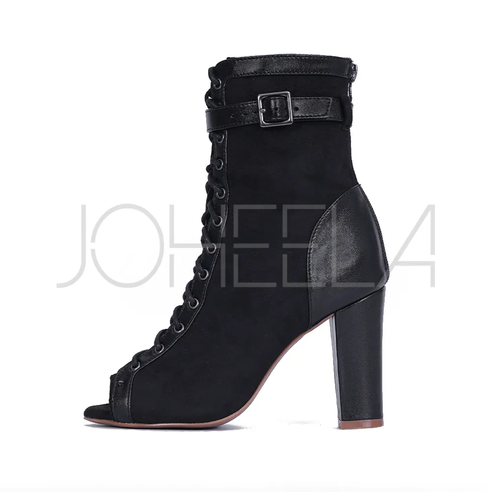Emily noir - Talon pais - Personnalisable Leather Ankle Boots Size 7