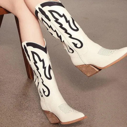Boots Boot IDA Off White/Black Cowboy Boot