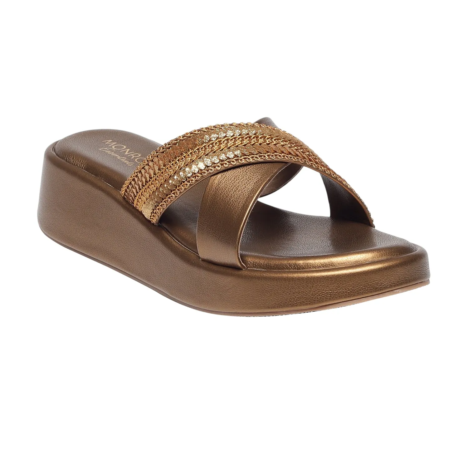 High Heels With Diamonds Zyra Bronze Wedge Heels