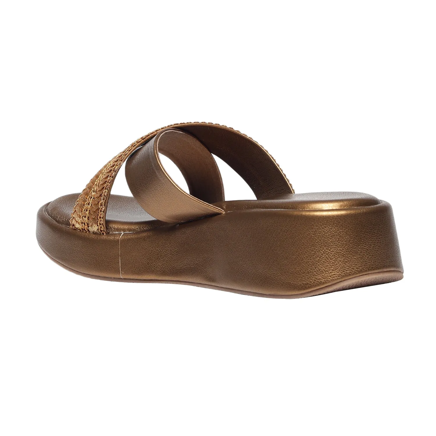 Zyra Bronze Wedge Heels Knee High Heels Boots