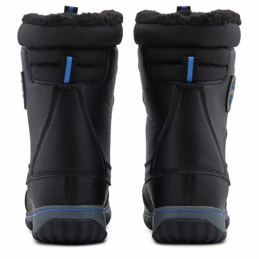 Tundra Alta Snow Boot Little Kid Black Blue Fleece Lined Mid Calf Boots KHD772 Outdoor Snow Boots