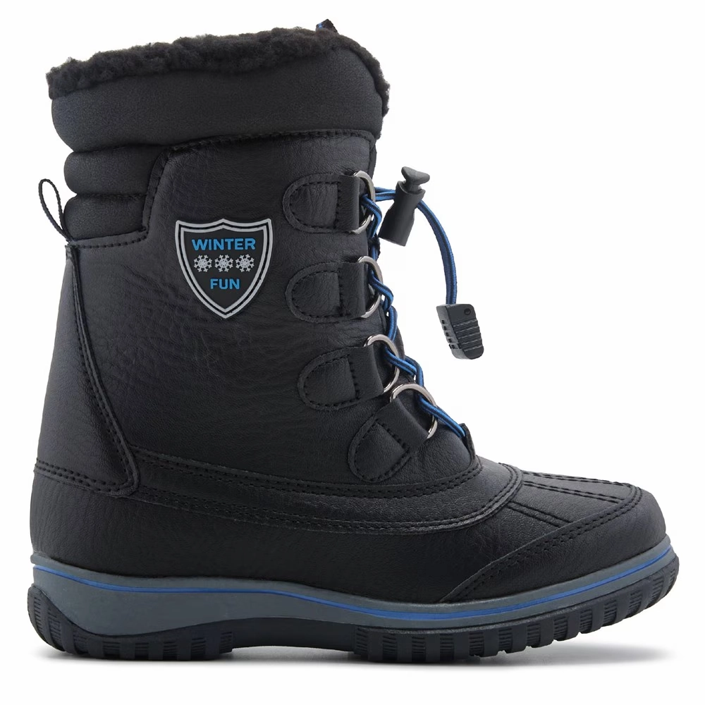 Tundra Alta Snow Boot Little Kid Black Blue Fleece Lined Mid Calf Boots KHD772 Alo Snow Boots
