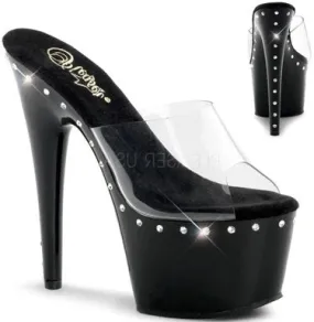 7" Stiletto Platform Slide with Rhinestone Accents (ADORE-701LS) Combat Boots With High Heels