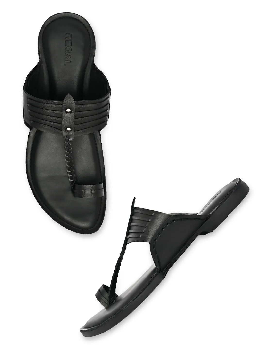 Regal Black Men Ethnic Kolhapuri Sandals Coach Corey Espadrille