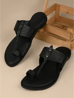 Wedge Espadrilles Shoes Regal Black Men Ethnic Kolhapuri Sandals