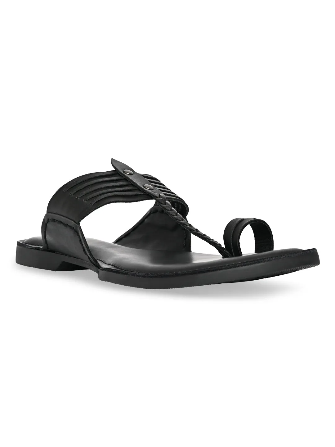 Regal Black Men Ethnic Kolhapuri Sandals Essie Espadrilles