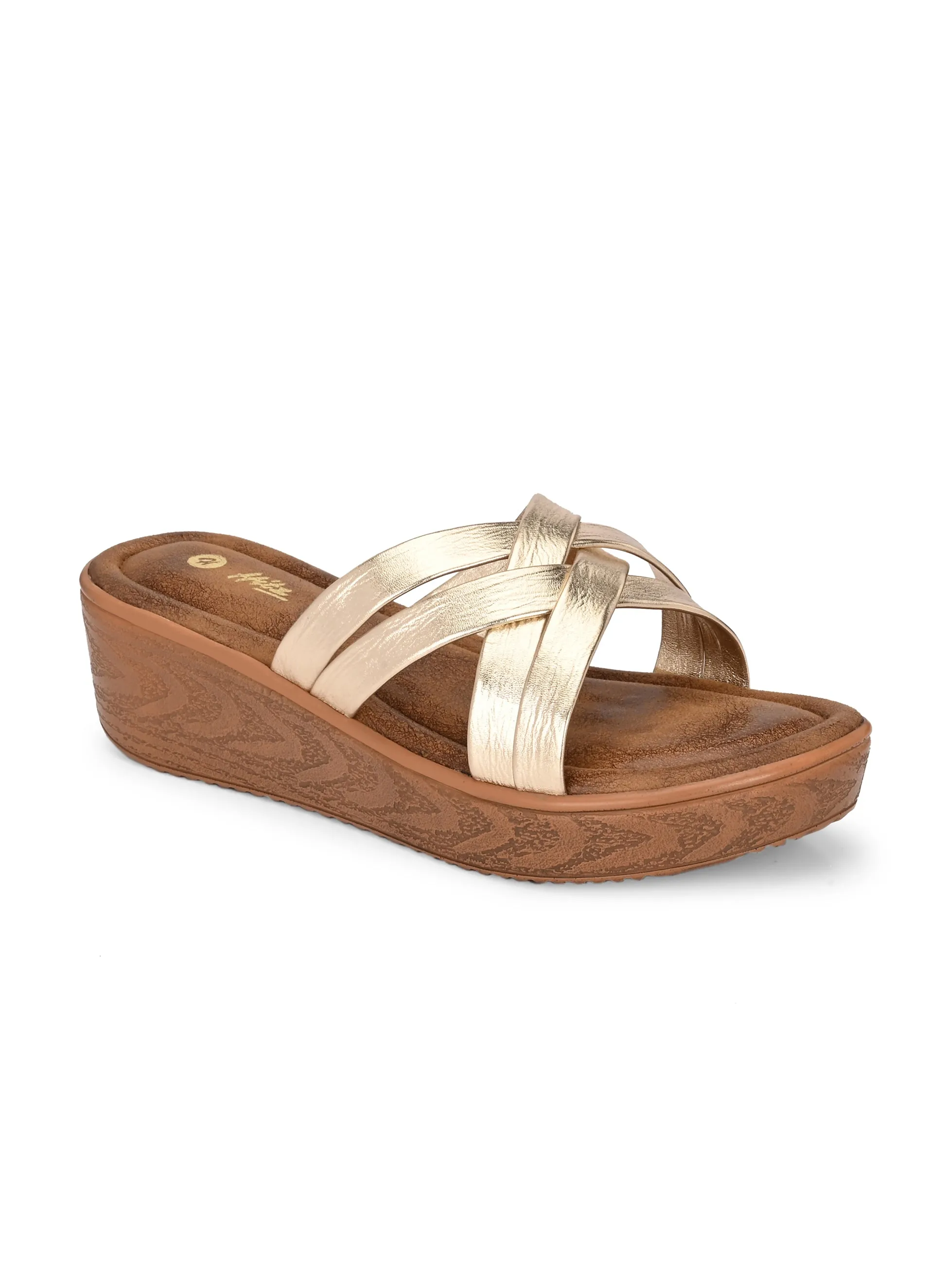 Kaiva Wedge Cross Slippers High Heels For High Arches