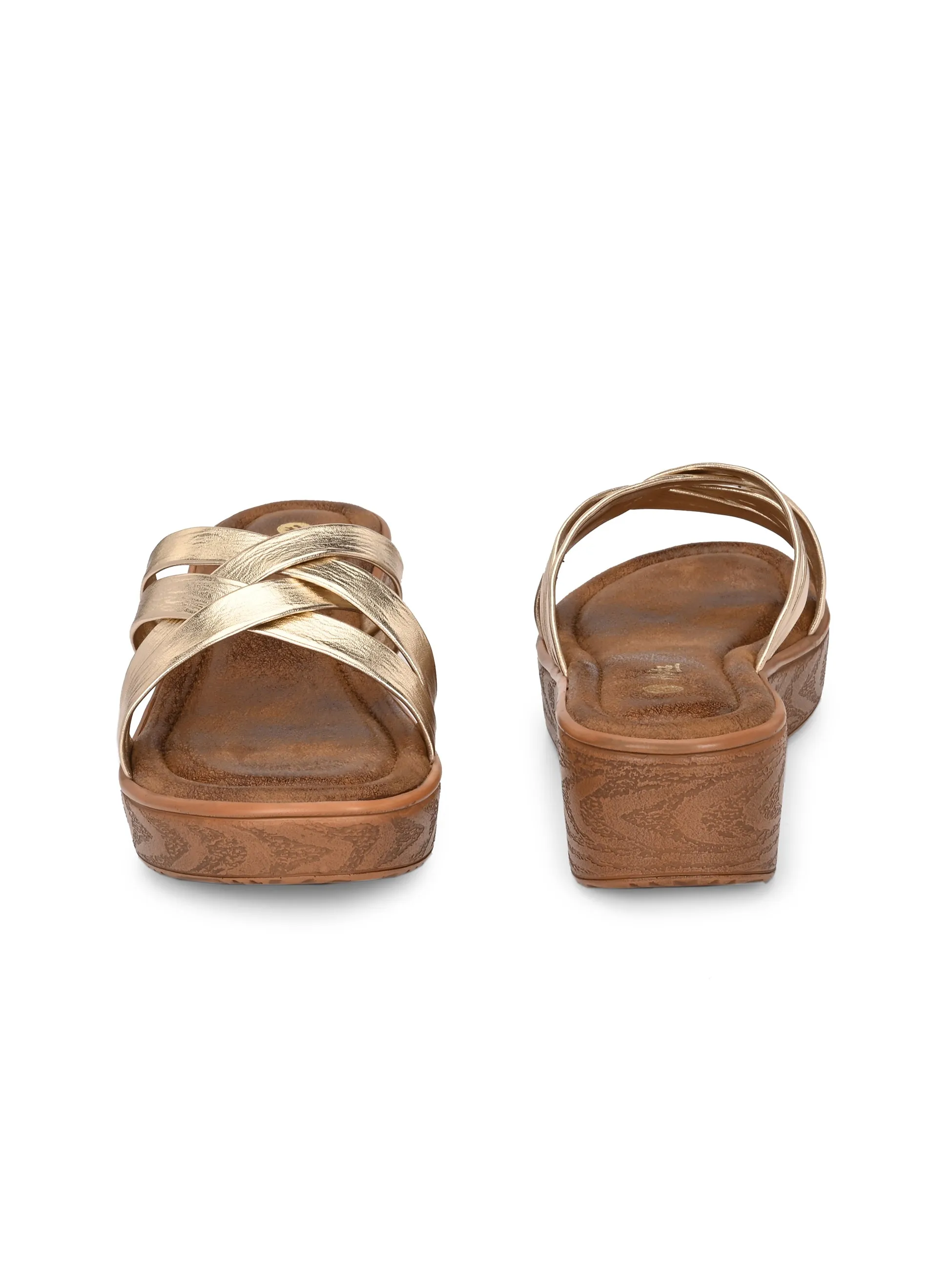 Kaiva Wedge Cross Slippers Platform Heel Knee High Boots