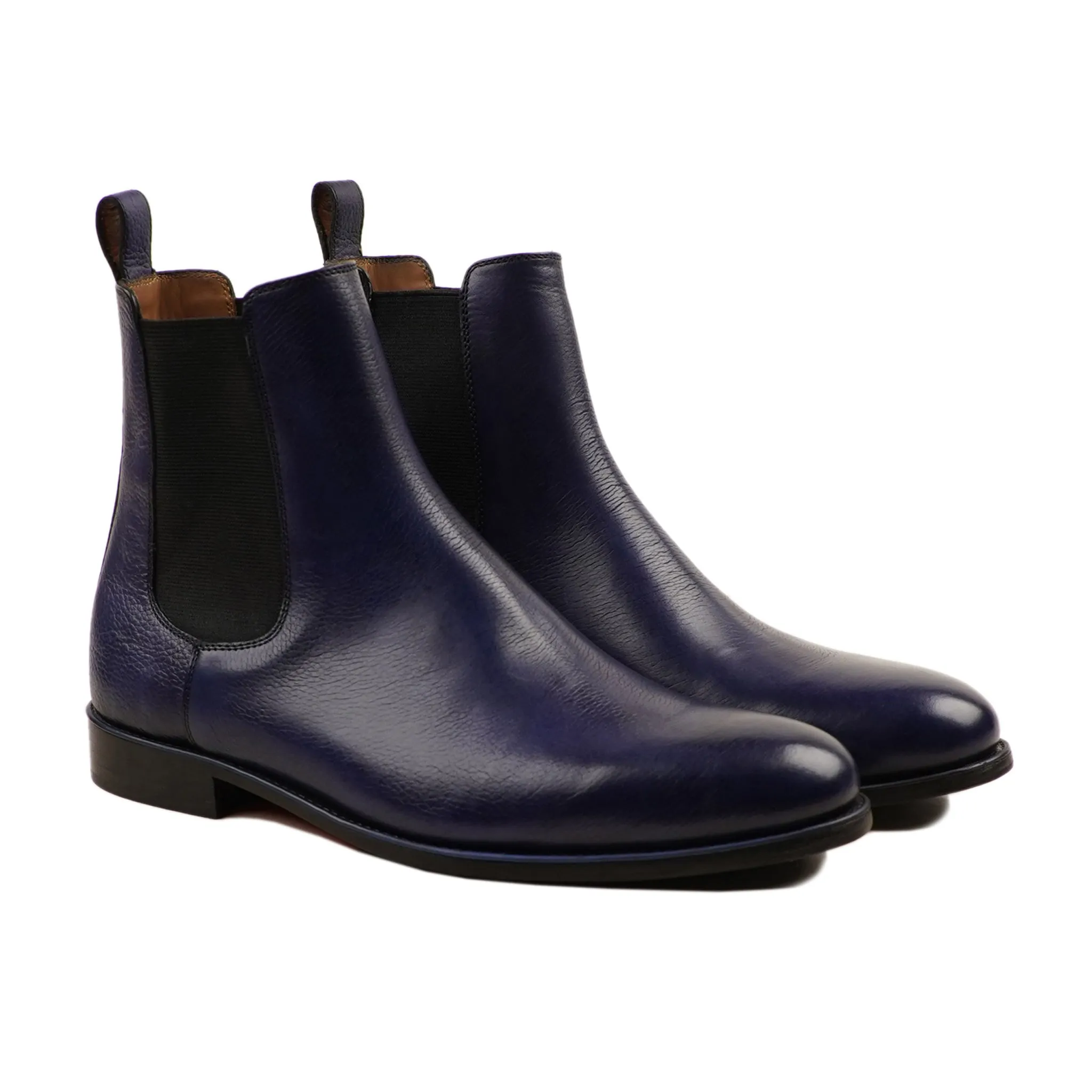 Gera - Men's Navy Blue Pebble Grain Leather Chelsea Boot Saint Laurent Chelsea Boots