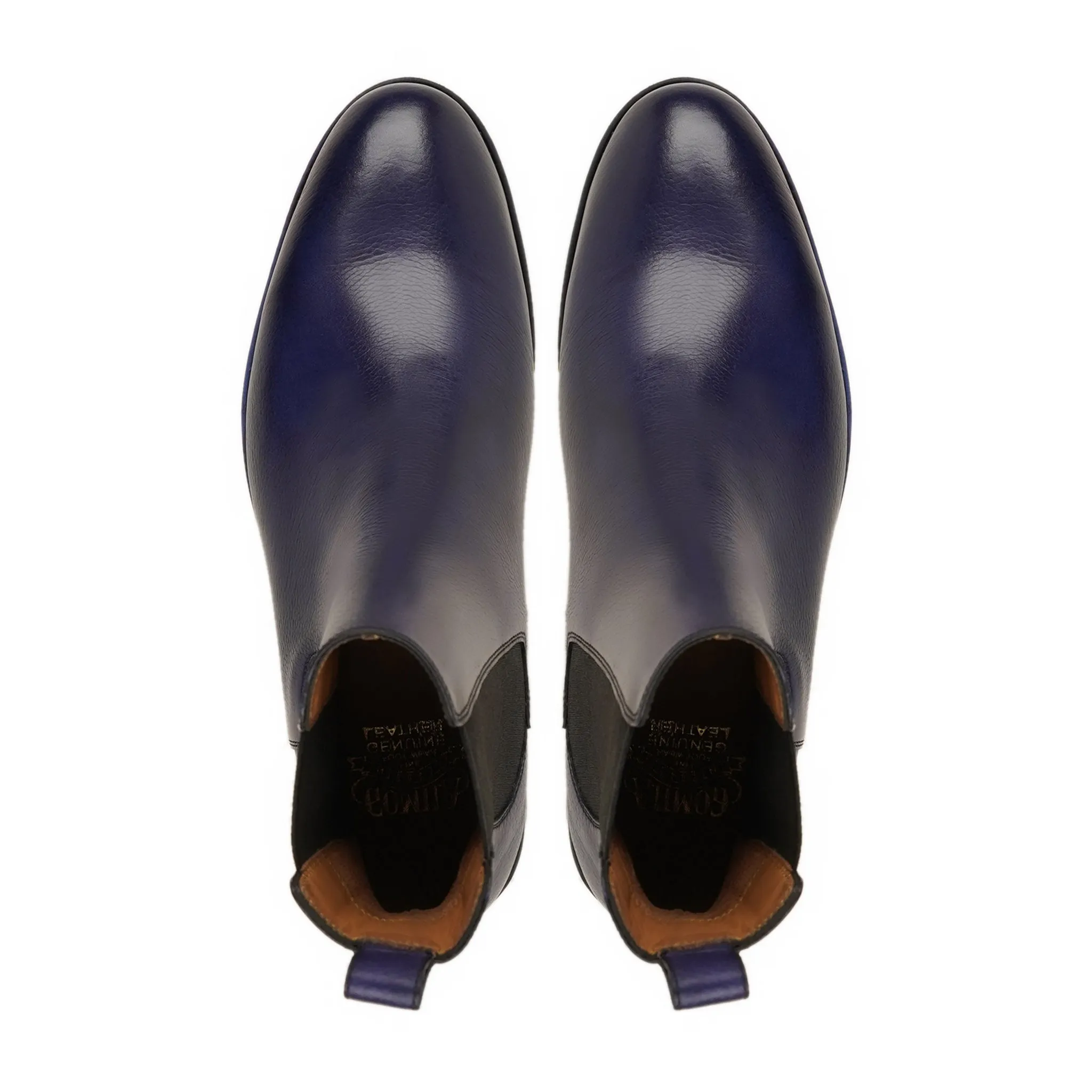 Audrick Chelsea Gera - Men's Navy Blue Pebble Grain Leather Chelsea Boot