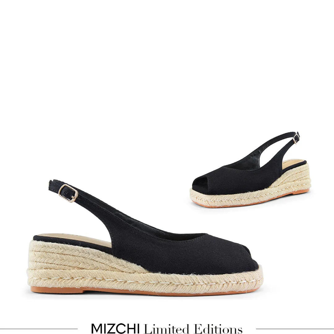*Giulia - Black Slingback espadrilles Youth High Heels