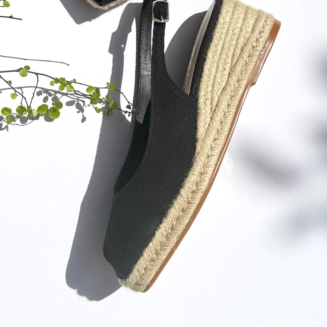 Sneaks High Heel Sneakers *Giulia - Black Slingback espadrilles