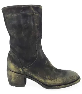 Gold Suede Metallic Mid Calf Boot High Heeled Platform Ankle Boots