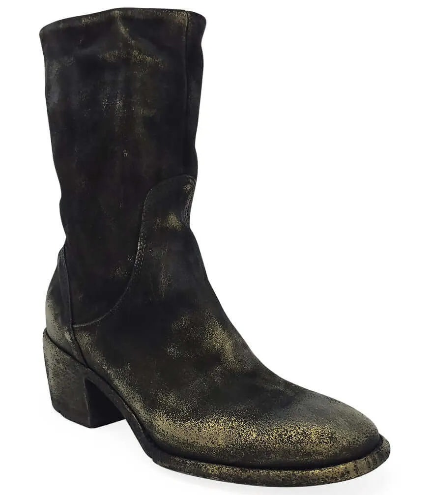 Ankle Boots Stiletto High Heels Gold Suede Metallic Mid Calf Boot
