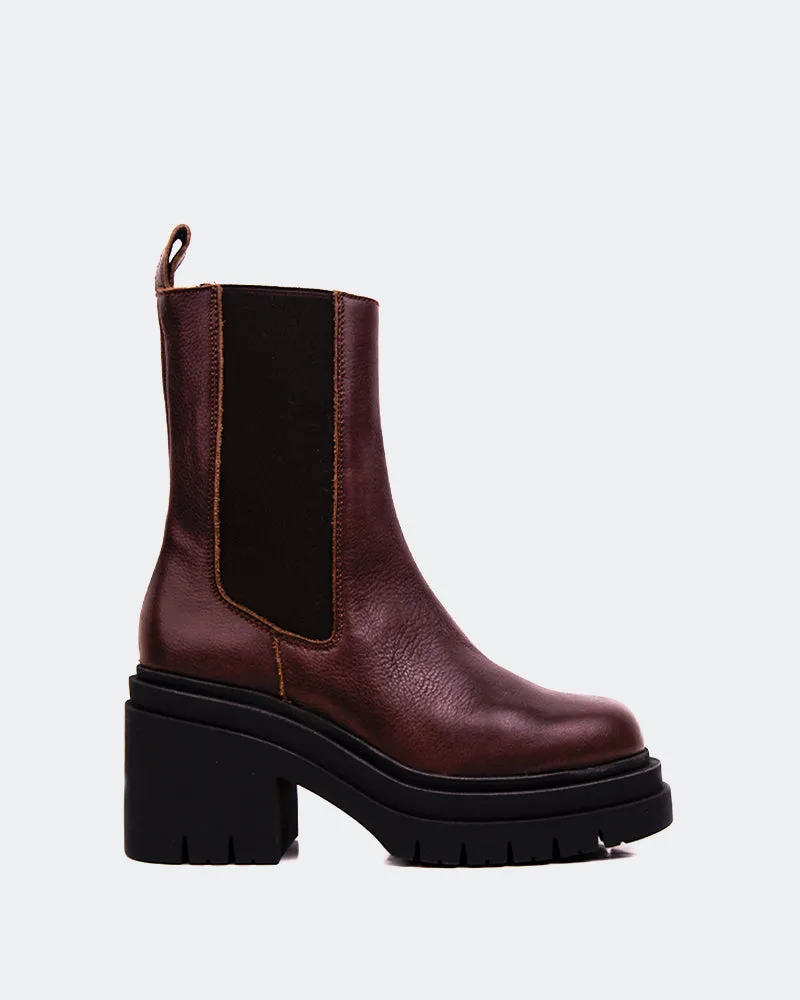 Bastille Brown Leather Spike Chelsea Boots