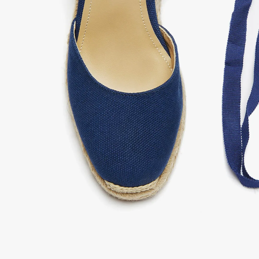 *Monaco 8 - Navy Wedge Espadrilles Feet High Heels