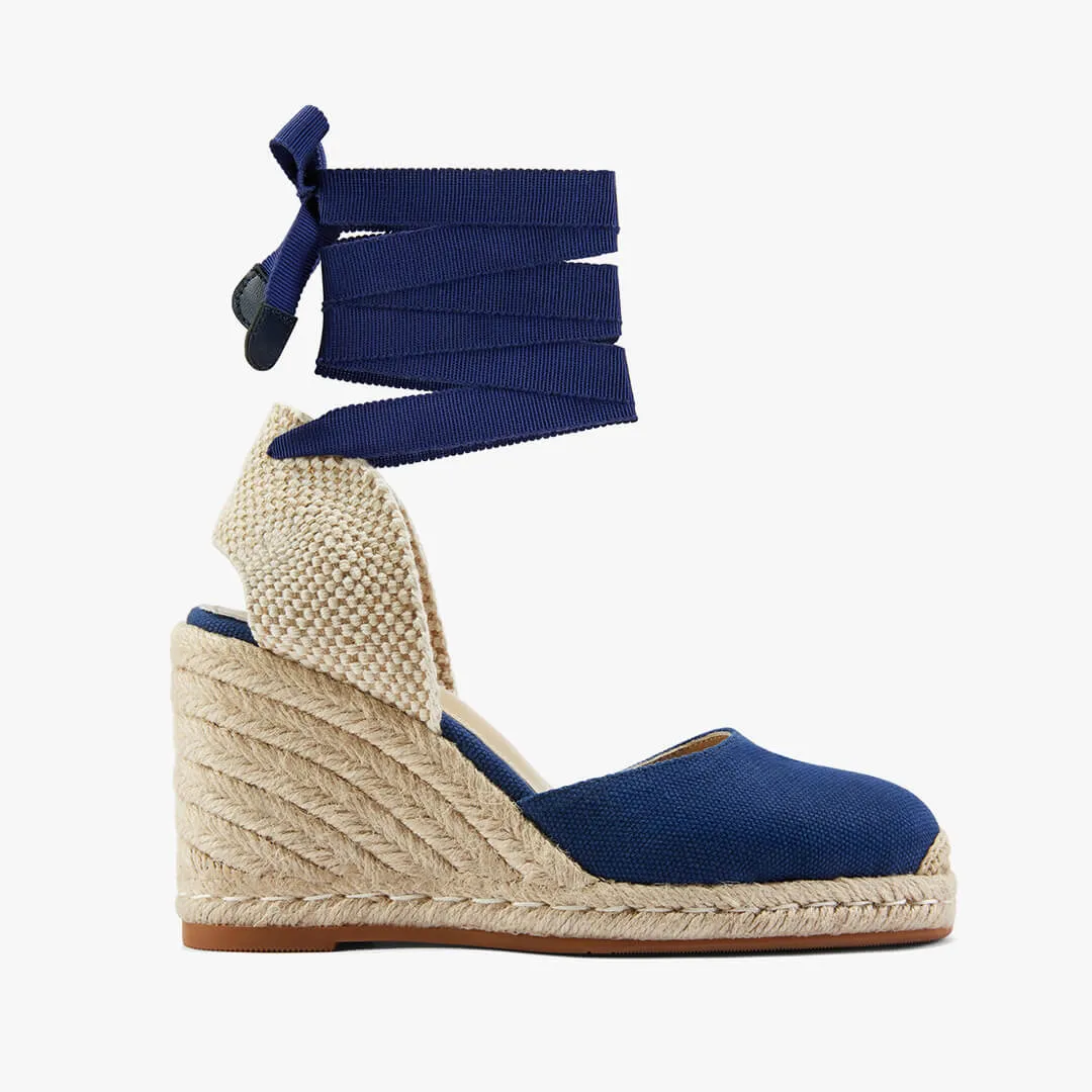 Crazy High Heels *Monaco 8 - Navy Wedge Espadrilles