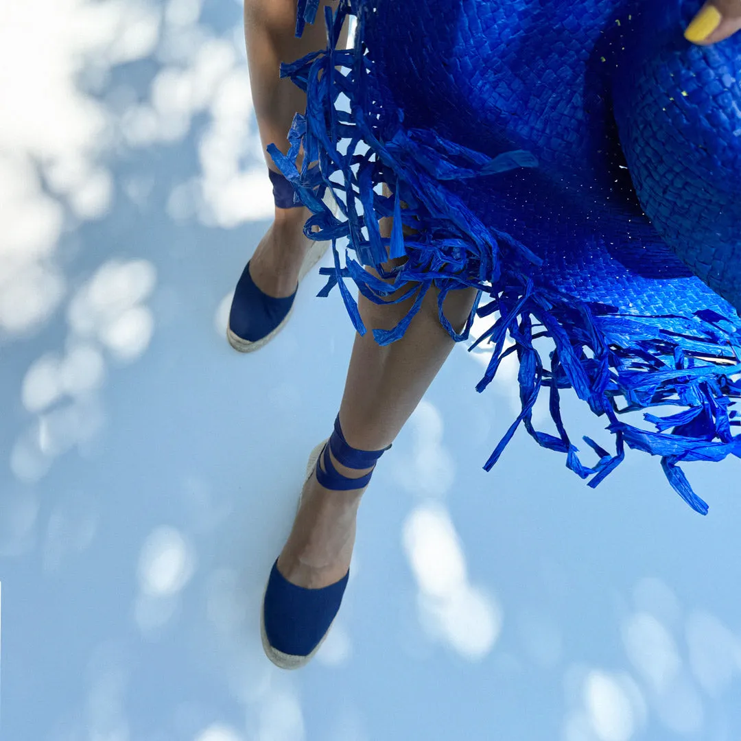 Knee High Heel Sandals *Monaco 8 - Navy Wedge Espadrilles