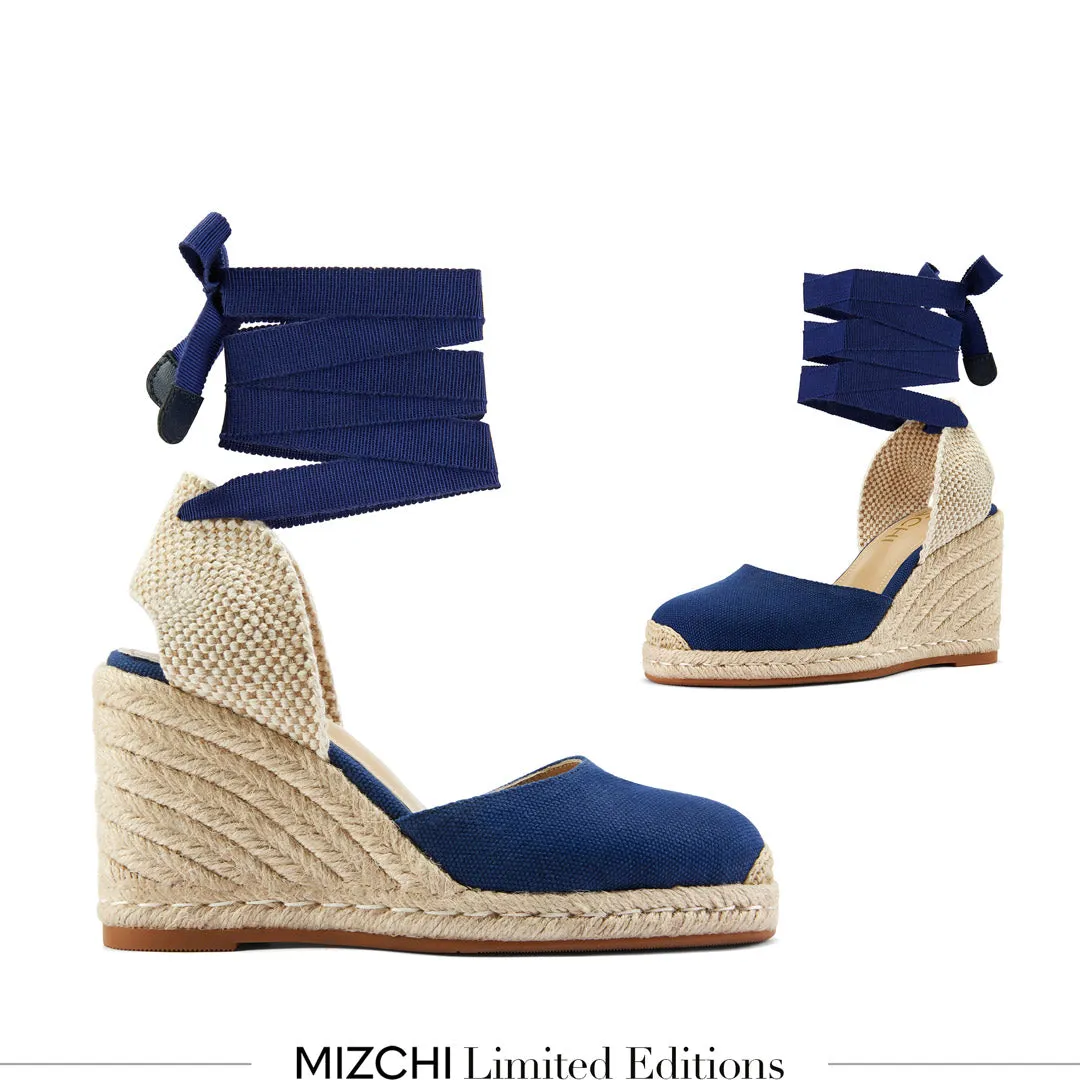 *Monaco 8 - Navy Wedge Espadrilles High Heel Ring Holder