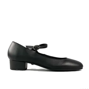 'Gracie' Mary-Jane vegan leather Low-Heels by Zette Shoes - Black Mary Jane Chunky Shoes