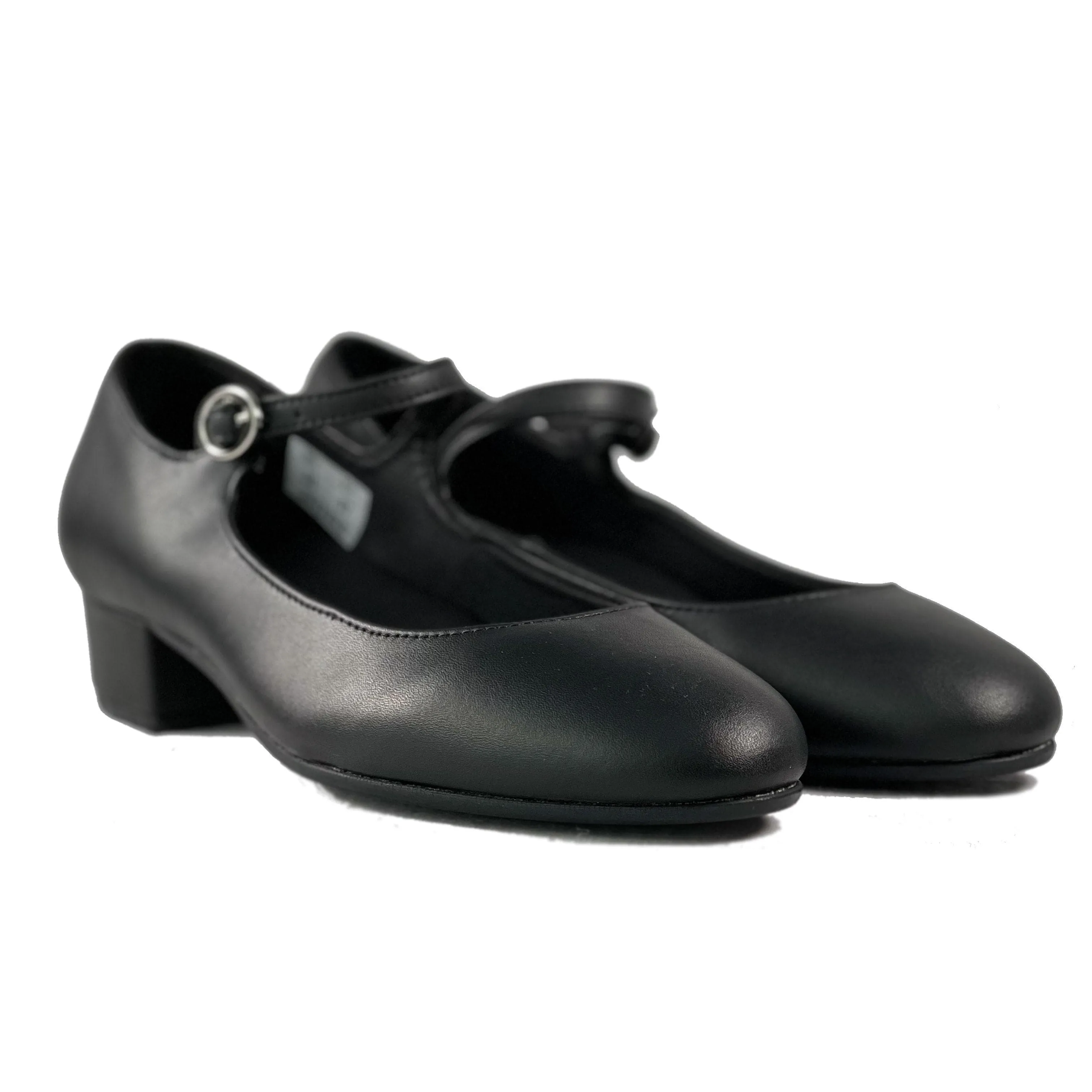 Mary Jane Kitten Heel Shoes 'Gracie' Mary-Jane vegan leather Low-Heels by Zette Shoes - Black