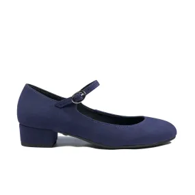 'Gracie' Mary-Jane Vegan Low-Heels by Zette Shoes - Navy Suede Eastland Mary Jane Shoes
