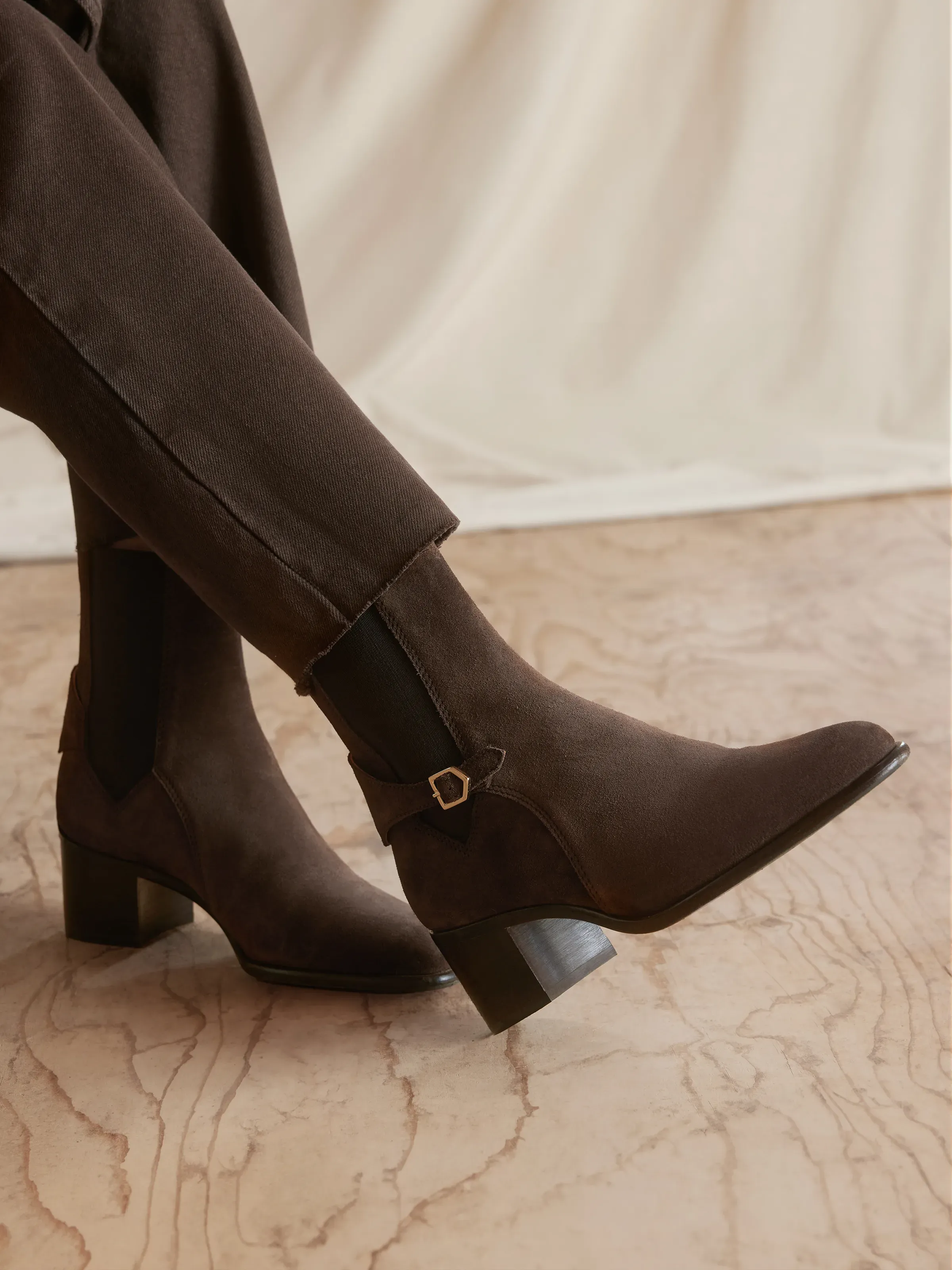 Ambleside - Chocolate Suede High Leather Chelsea Boots