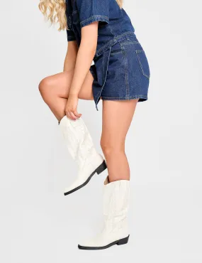 Cowboy Boots In Wide Sizes Koboi White Western Flat Cowboy Boots