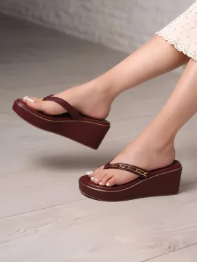 Rosalie Maroon Wedge Heels High Heel Cake