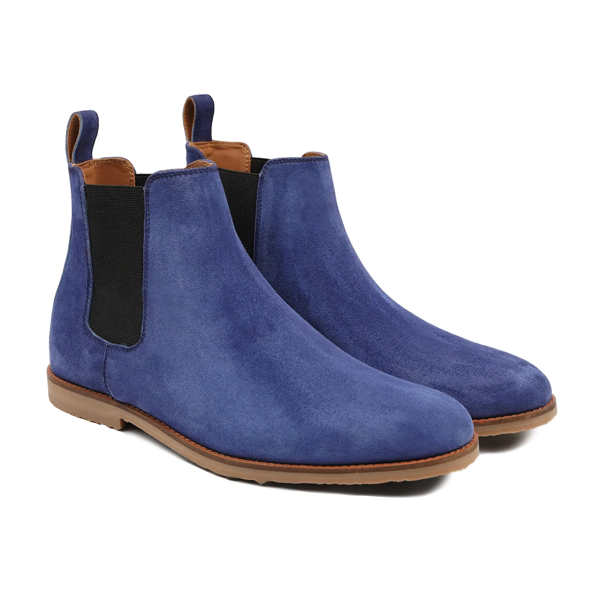 Hassel - Men's Light Blue Kid Suede Chelsea Boot Evie Leather Chelsea Boots