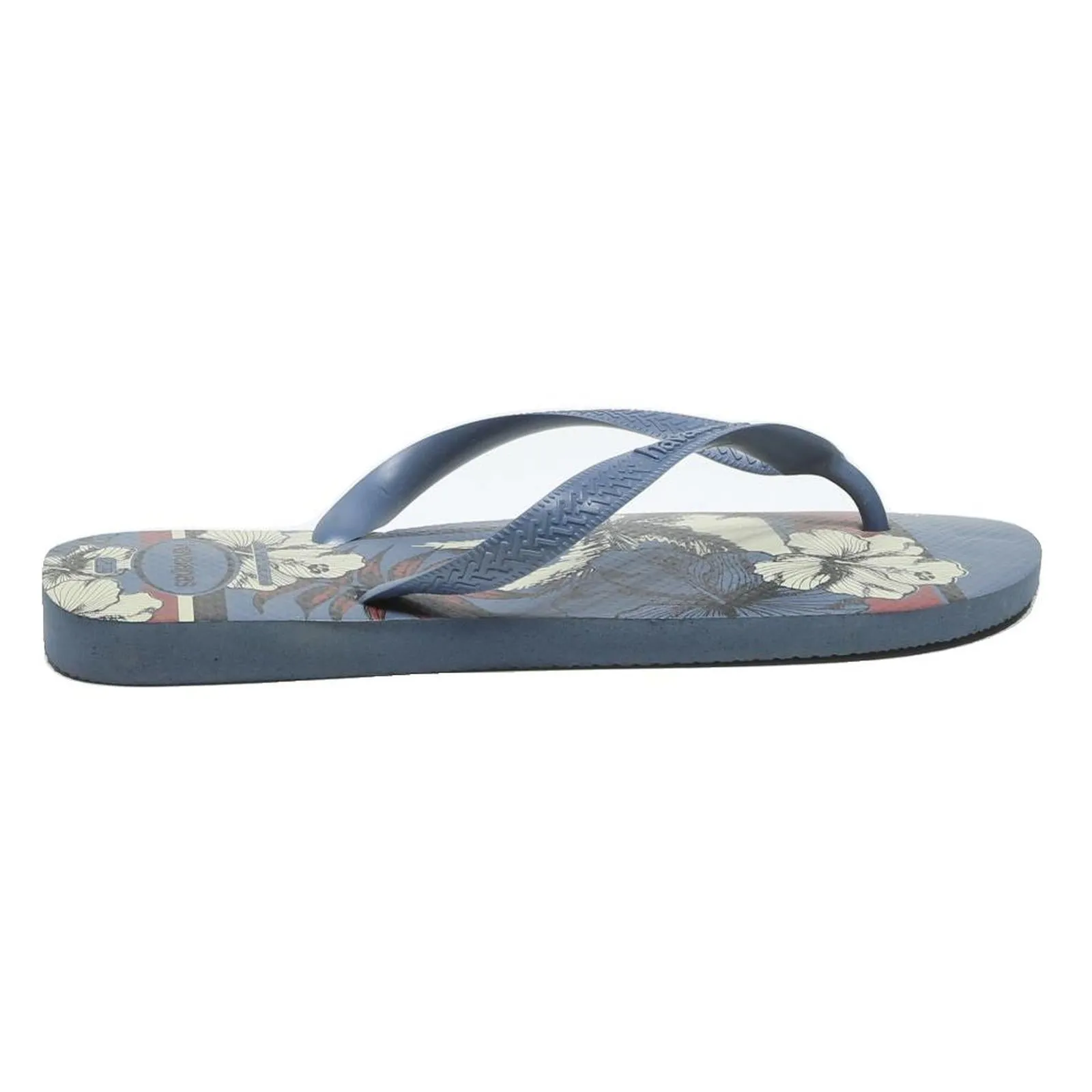 HAVAIANAS Floral Print Mens Blue Synthetic Flip Flops UK 10.5 Beach Casual Flex Motion Flip Flops