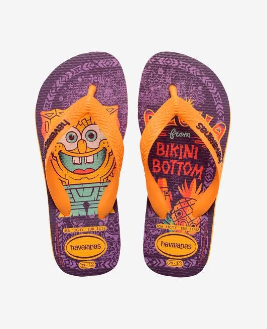HAVAIANAS KIDS TOP BOB SPONGE - ORANGE CITRUS Gold Strap Flip Flops