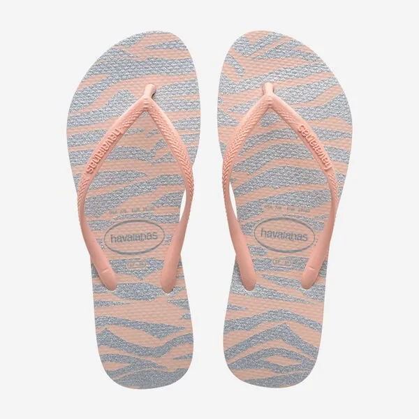 HAVAIANAS SLIM ANIMALS GLITTER  - BALLET ROSE Indigo Flip Flops
