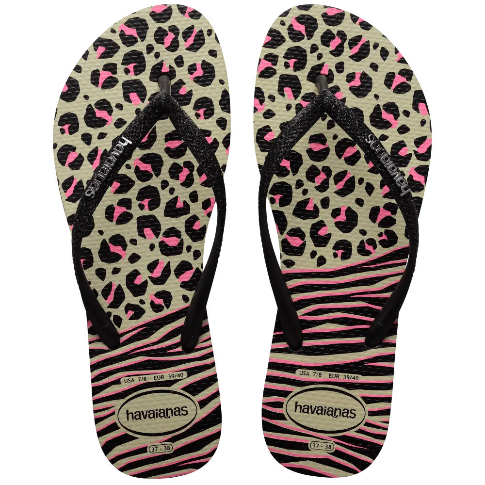 Academy Flip Flops HAVAIANAS SLIM ANIMALS MIX - BLACK.GREY