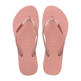 Worlds Best Flip Flops HAVAIANAS SLIM LOGO METALLIC - CROCUS ROSE/APRICOT RED