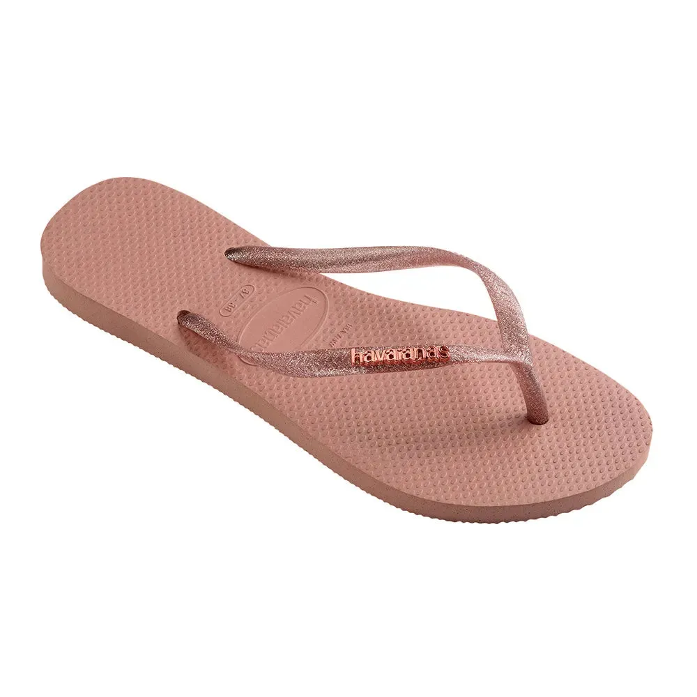 Siketu Flip Flops HAVAIANAS SLIM LOGO METALLIC - CROCUS ROSE/APRICOT RED