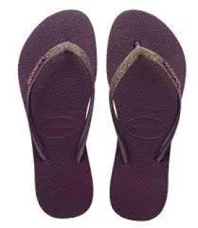 Recycled Flip Flops Kenya HAVAIANAS SLIM SPARKLE II - AUBERGINE