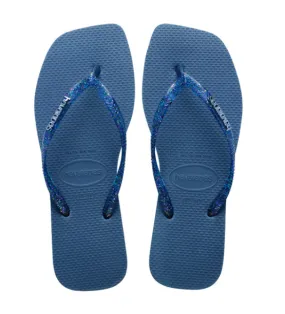 HAVAIANAS SLIM SQUARE LOGO METALLIC  - COMFY BLUE Jk Flip Flop