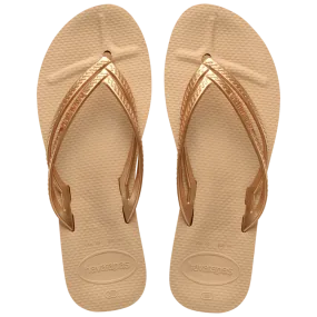 Rainbow Flip Flops With Arch Support HAVAIANAS WEDGES - GOLDEN