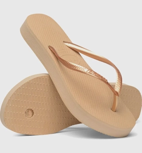 HAVAIANAS SLIM FLATFORM - GOLDEN Monkey Slippers