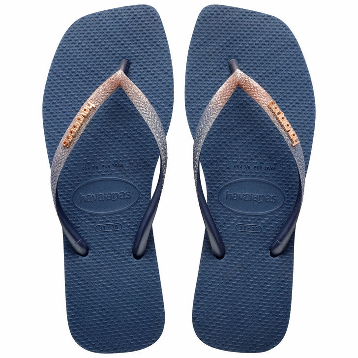 HAVAIANAS SLIM SQUARE GLITTER - INDIGO BLUE Public Pool Slides