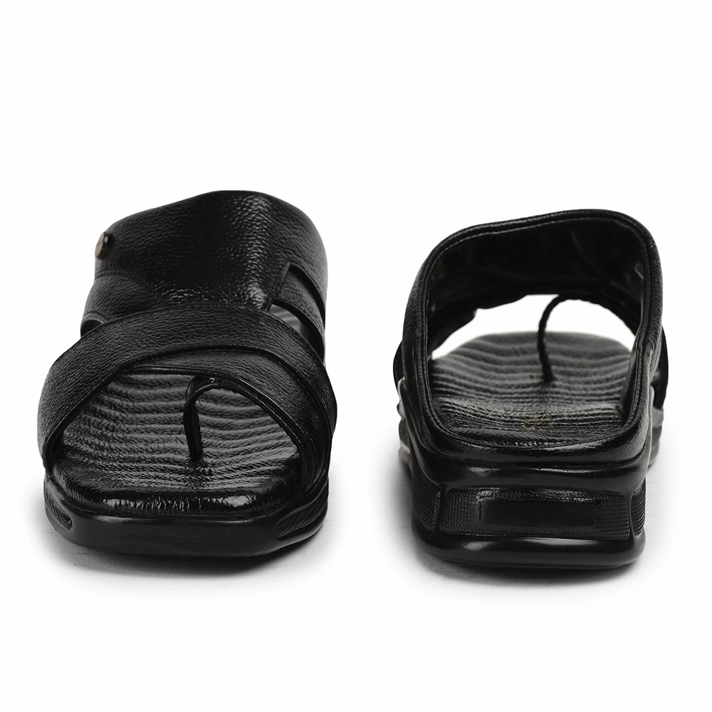 Healers Black Casual Slippers For Men 2050-802 By Liberty Denim Slides