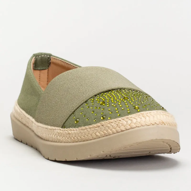 Best Workout Shoes For Flat Feet Slip On With Broad Elastic And Rhinestone Detail