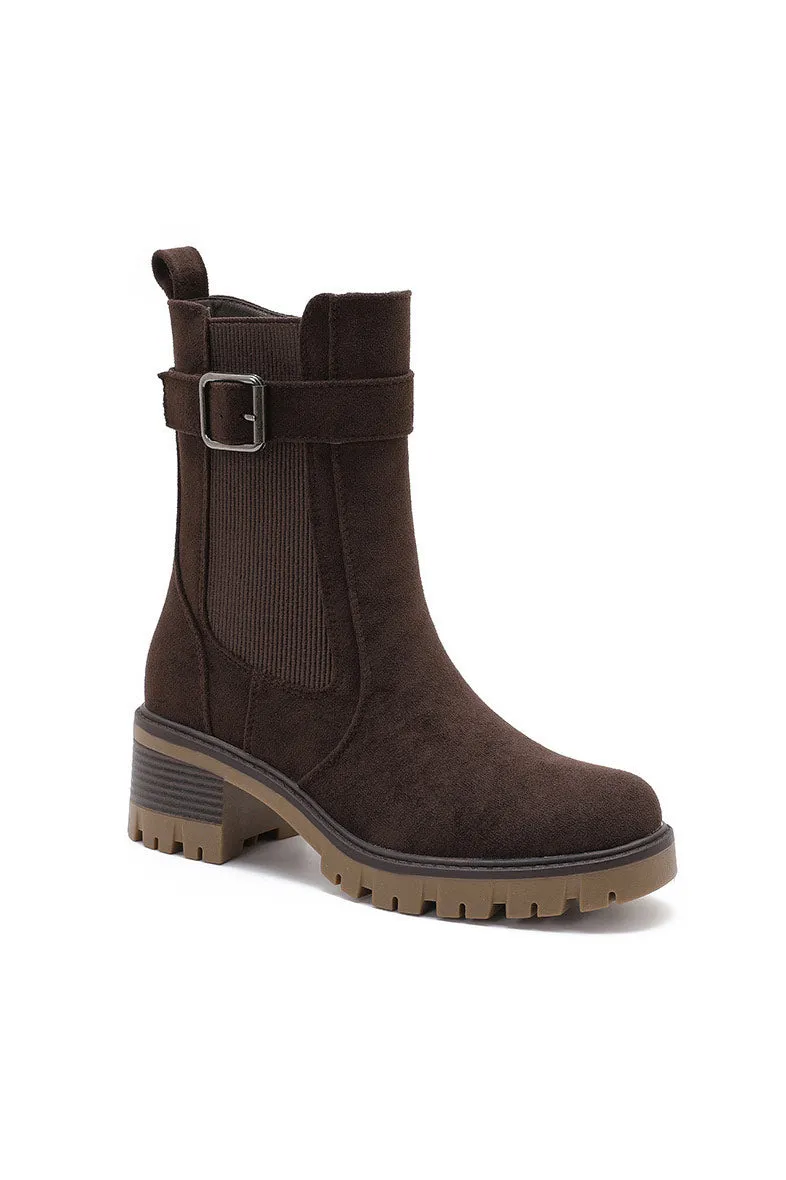 Hunter Chocolate Contrast Sole Suedette Chelsea Boots Shell Cordovan Chelsea Boots