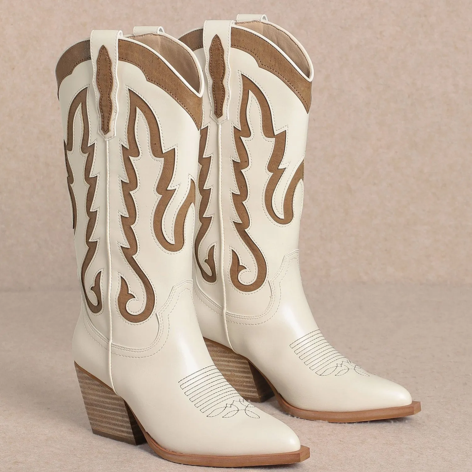 Boots Wide IDA White/Tan Cowboy Boot
